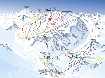 Pitztaler Gletscher - mapa tras narciarskich